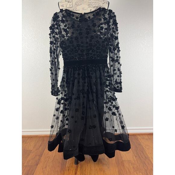 B69 Mac Duggal Dress Womens 2 Sheer Floral Audrey Hepburn Old Hollywood Wedding - Picture 7 of 10